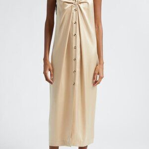 NWT Nanushka Neutral Doris Satin Slip Dress In Beige